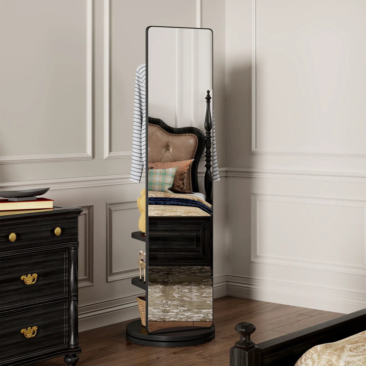 Full Length Mirror | 360 Rotation Design | Solid Wood Rack
