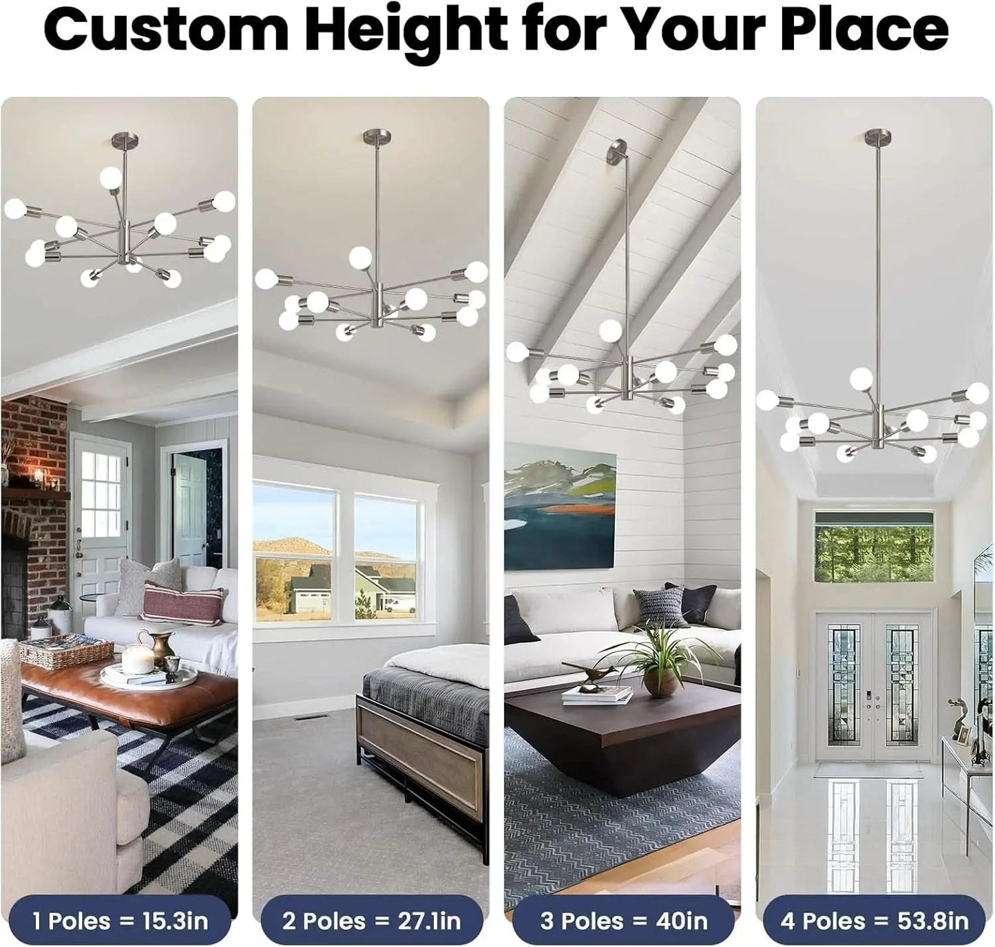 Sputnik 12 Light Brushed Nickel Chandelier For Dining Room from PriceLows™