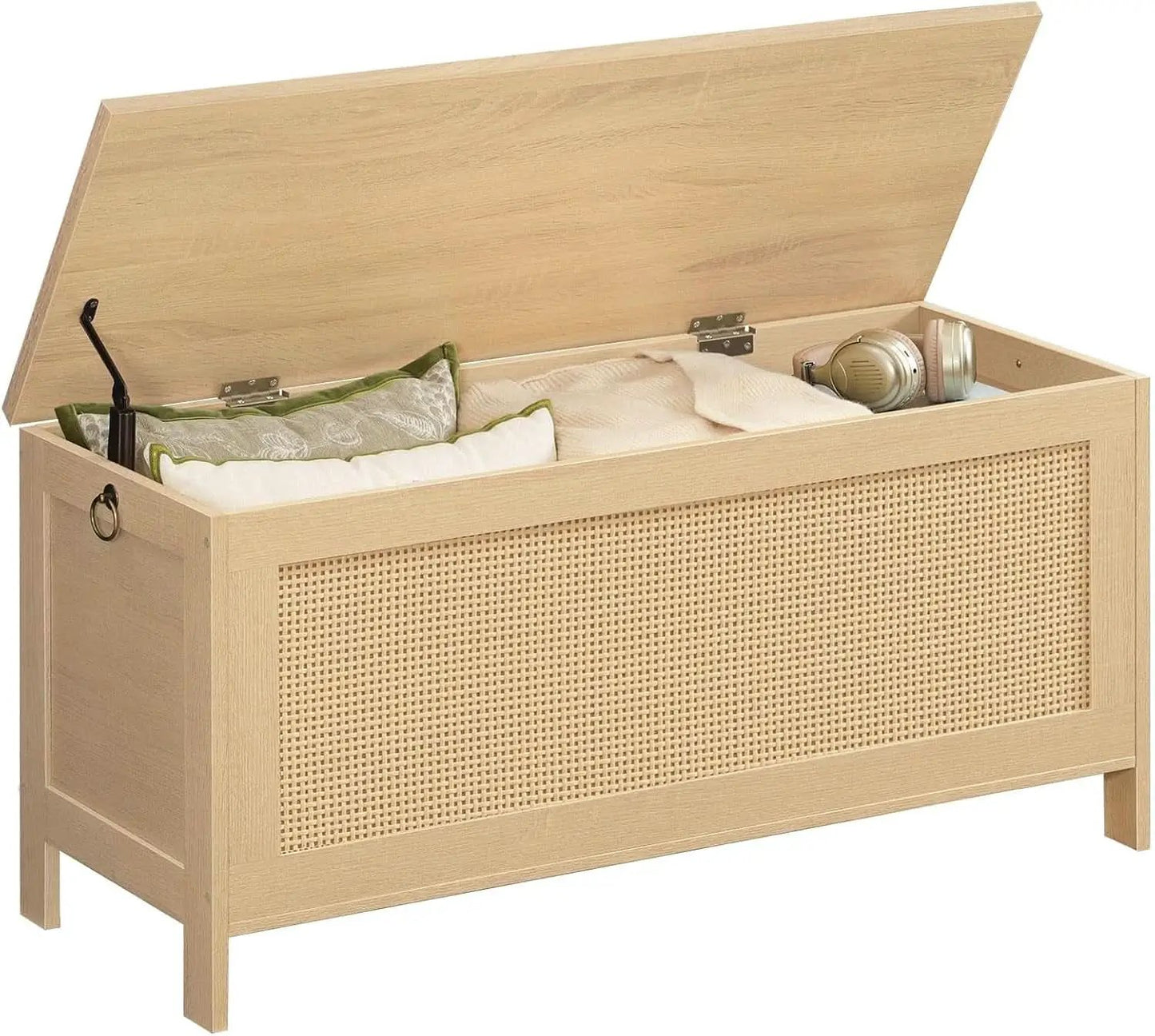 Large Natural Storage Bench with Safety Hinge, 39.4 Inches from PriceLows™