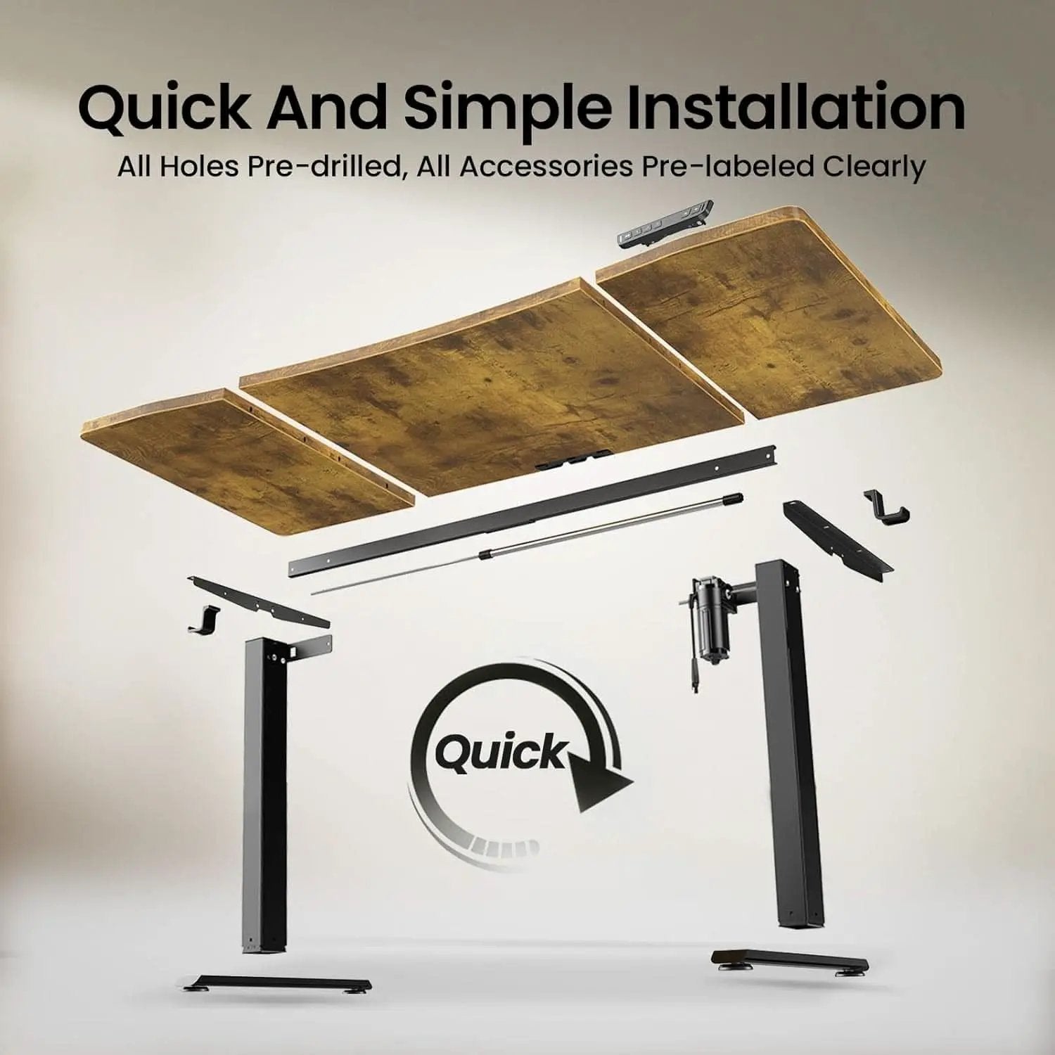 63 Inches Electric Standing Desk Brown Walnut Finish from PriceLows™