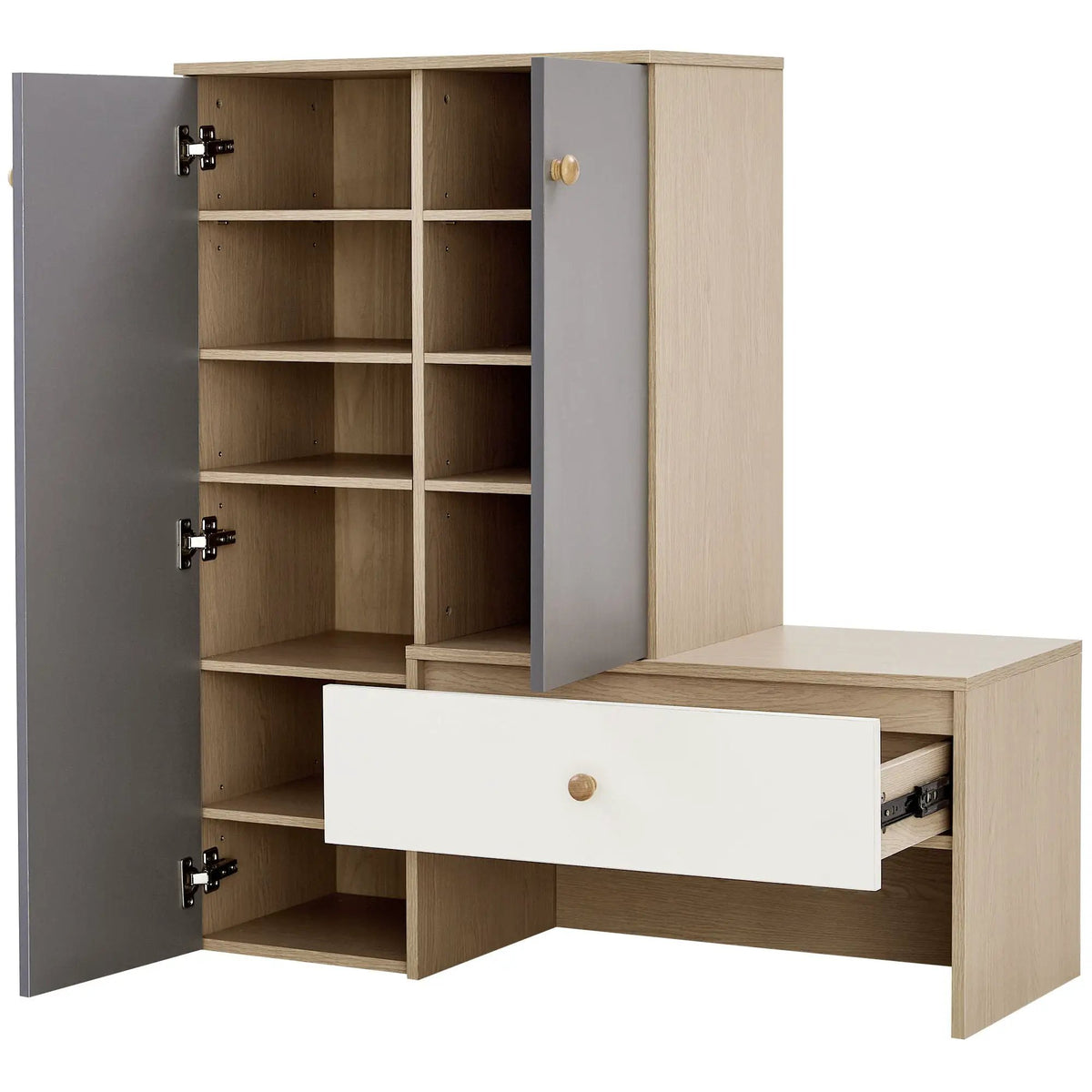 Shoe Storage Bench | Adjustable Shelves | Organizer | Gray Or White Or Wood