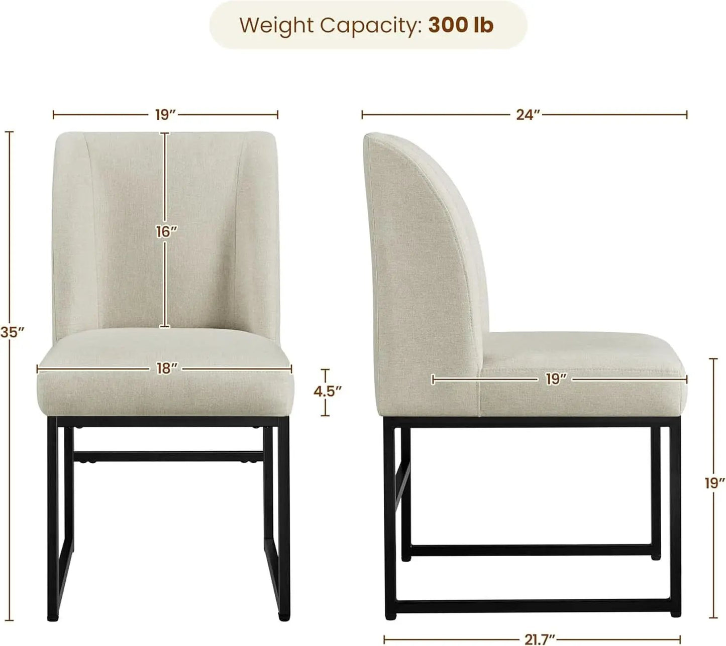 Beige Upholstered Dining Chairs Mid Back With Metal Legs 2 from PriceLows™