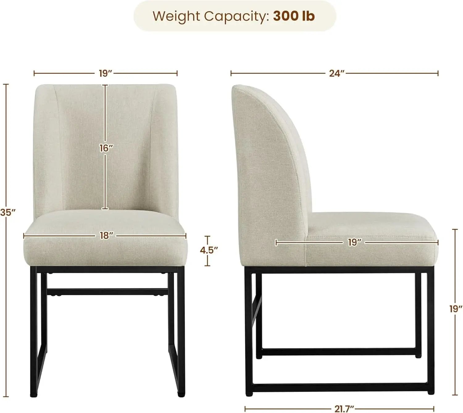 Beige Upholstered Dining Chairs Mid Back With Metal Legs 2 from PriceLows™