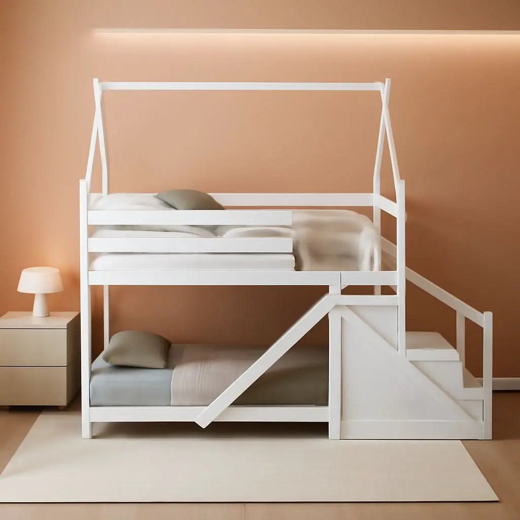 White House Twin Over Twin Bunk Bed With Slide And Stairs from PriceLows™