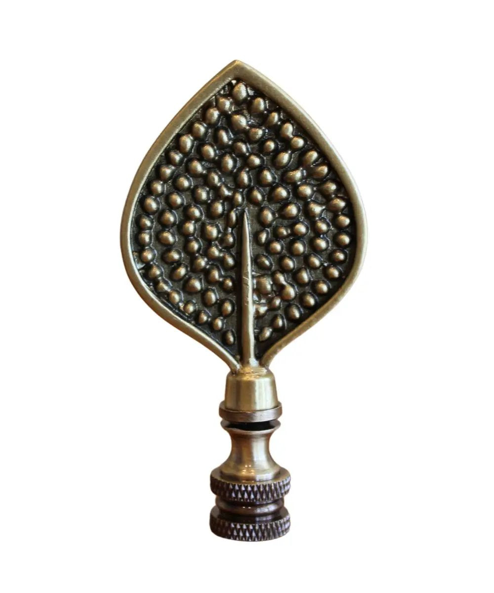 Decorative Lamp Finial | Birch Leaf Design | Antique Brass | 3.25 Inch