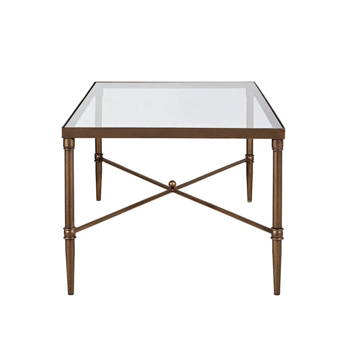 Metal Rectangle Coffee Table | Bronze Frame | 5mm Tempered Glass Top | Modern Style