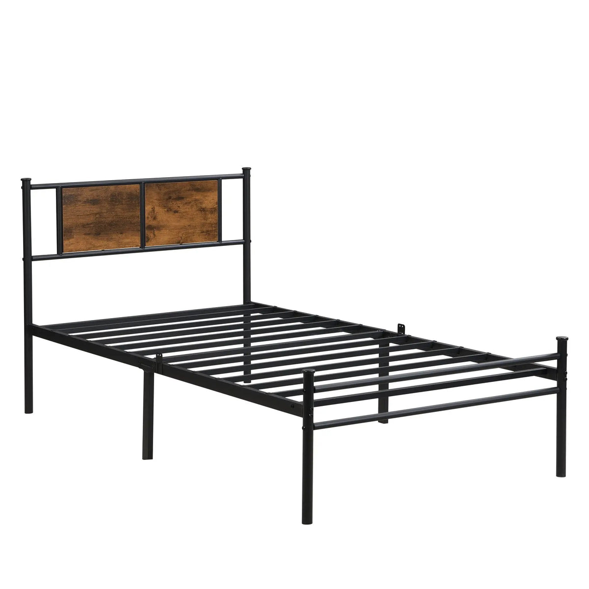 Modern Metal Bed Frame | Wood Panel Headboard | 10.8 Inch Under Bed Storage | Steel Structure