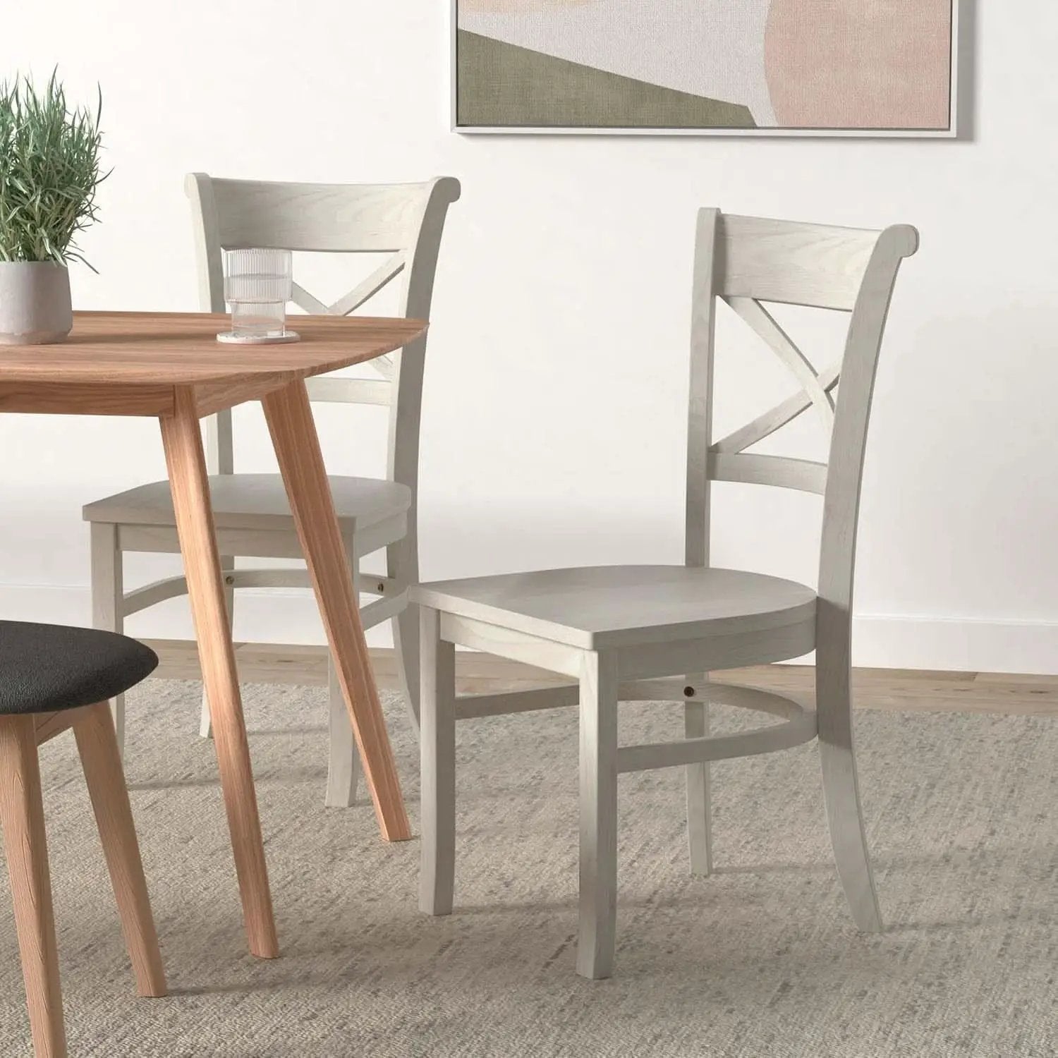 Set Of 2 35.8 In Parawood X Back Dining Chairs Unfinished from PriceLows™