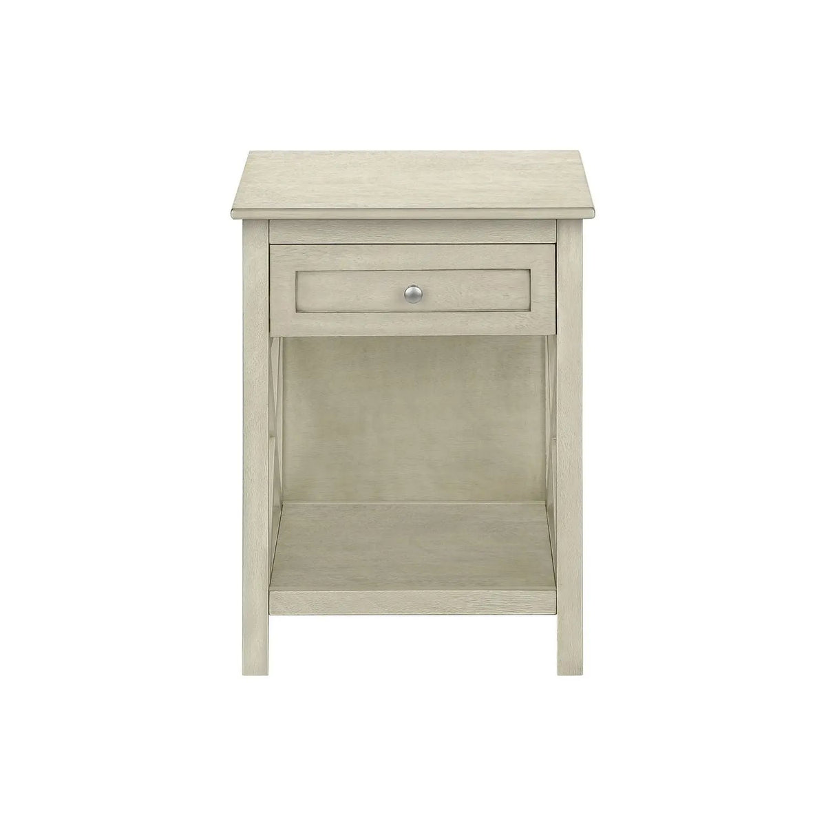 2-Tier Accent End Table | 25 Inch Height | Paneled Storage Drawer | Transitional Style