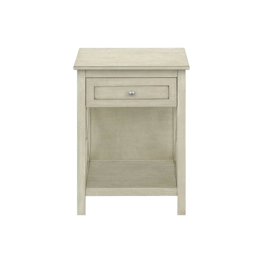 2-Tier Accent End Table | 25 Inch Height | Paneled Storage Drawer | Transitional Style