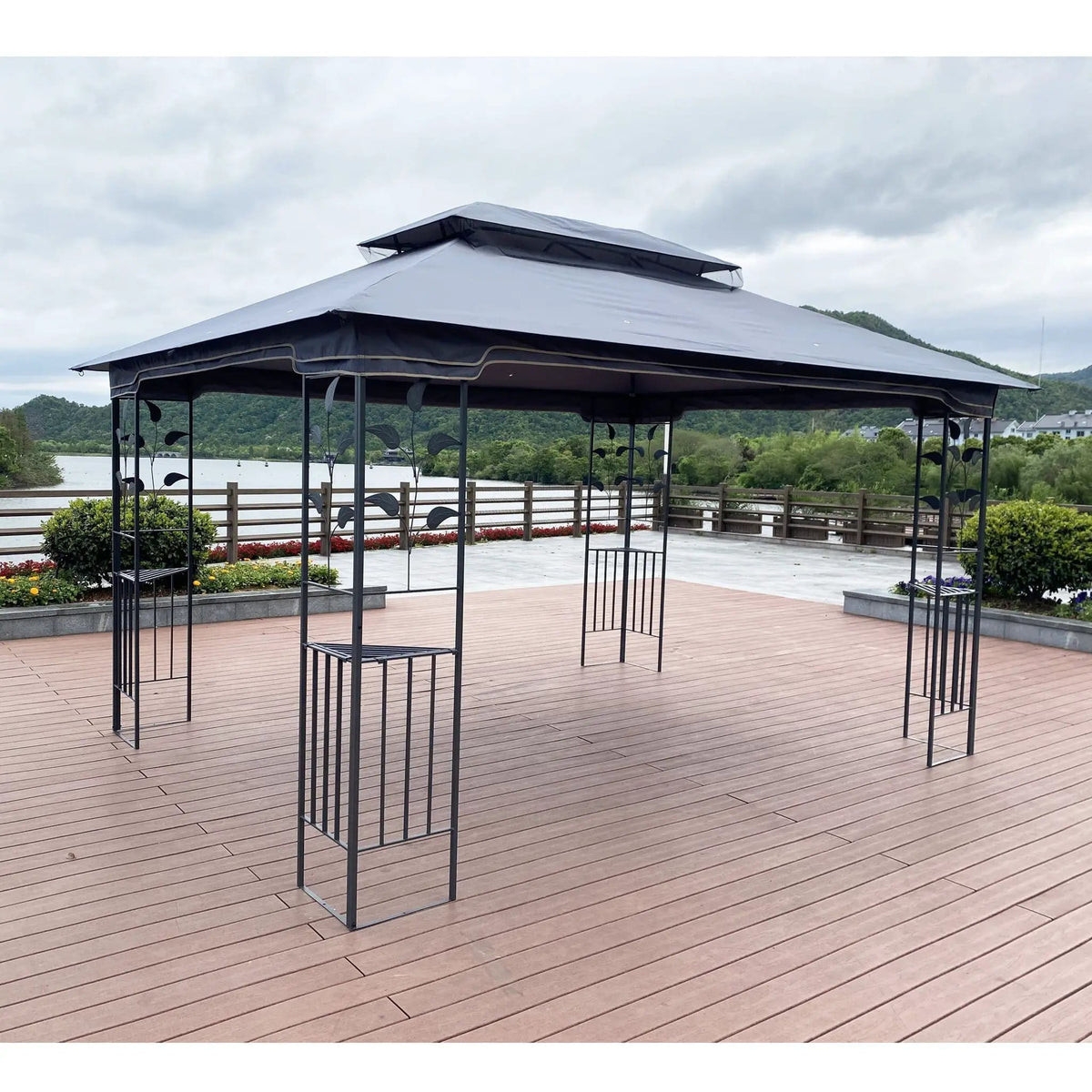 Patio Gazebo Tent With Ventilated Double Roof And Mosquito Net For Backyard Or | 2 Pieces | Steel & Iron | Outdoor Living