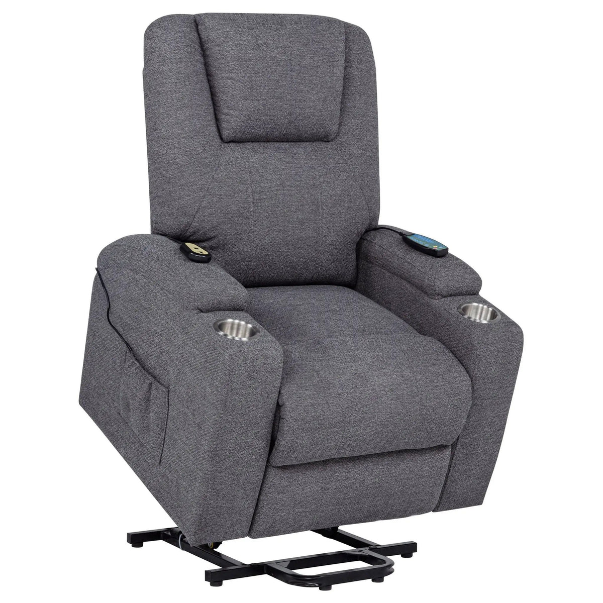 Louie Chenille Upholstered Power Lift Massage Chair | 32 x 37 x 42.5 in | Chenille & Stainless Steel | Grey