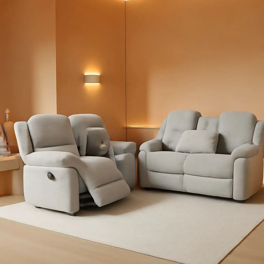 Grey Microfiber Reclining Sofa And Loveseat Set For Living Room from PriceLows™