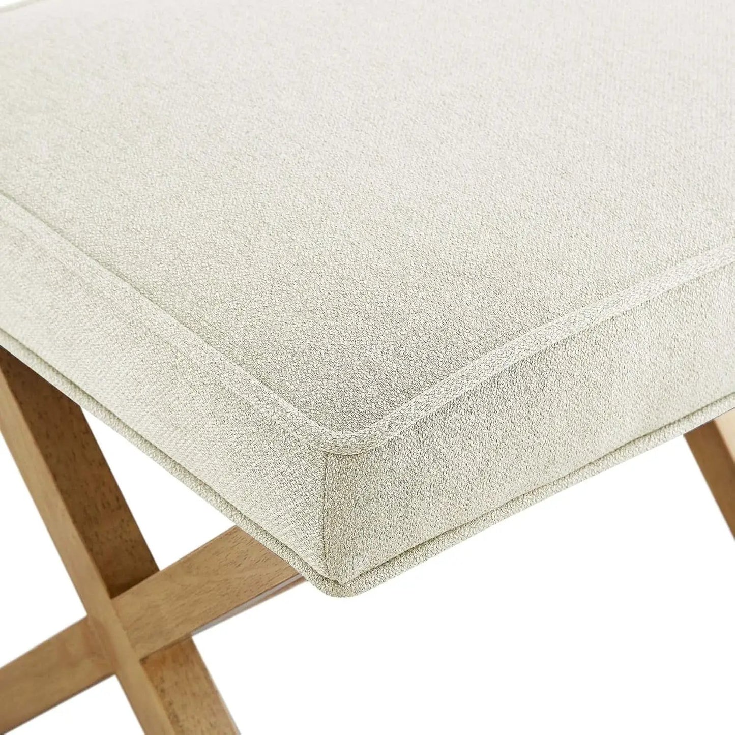 Small Ivory Upholstered Ottoman Footrest With Xframe