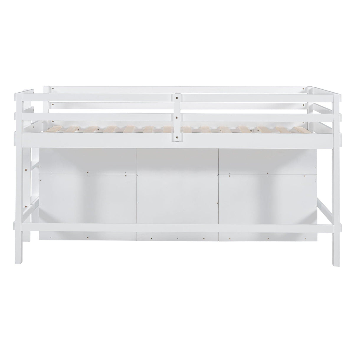 Loft Bed With 4 Drawers, Underneath Cabinet And Shelves | 81.8 x 40.8 x 43.3 in | Pine Wood | Bedroom