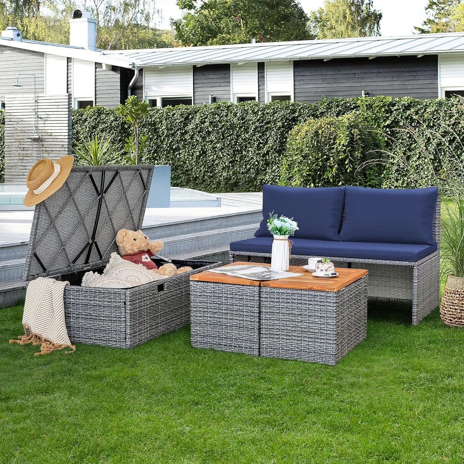 Comfortable Multifunctional Outdoor Day Bed with Side Tables from PriceLows™