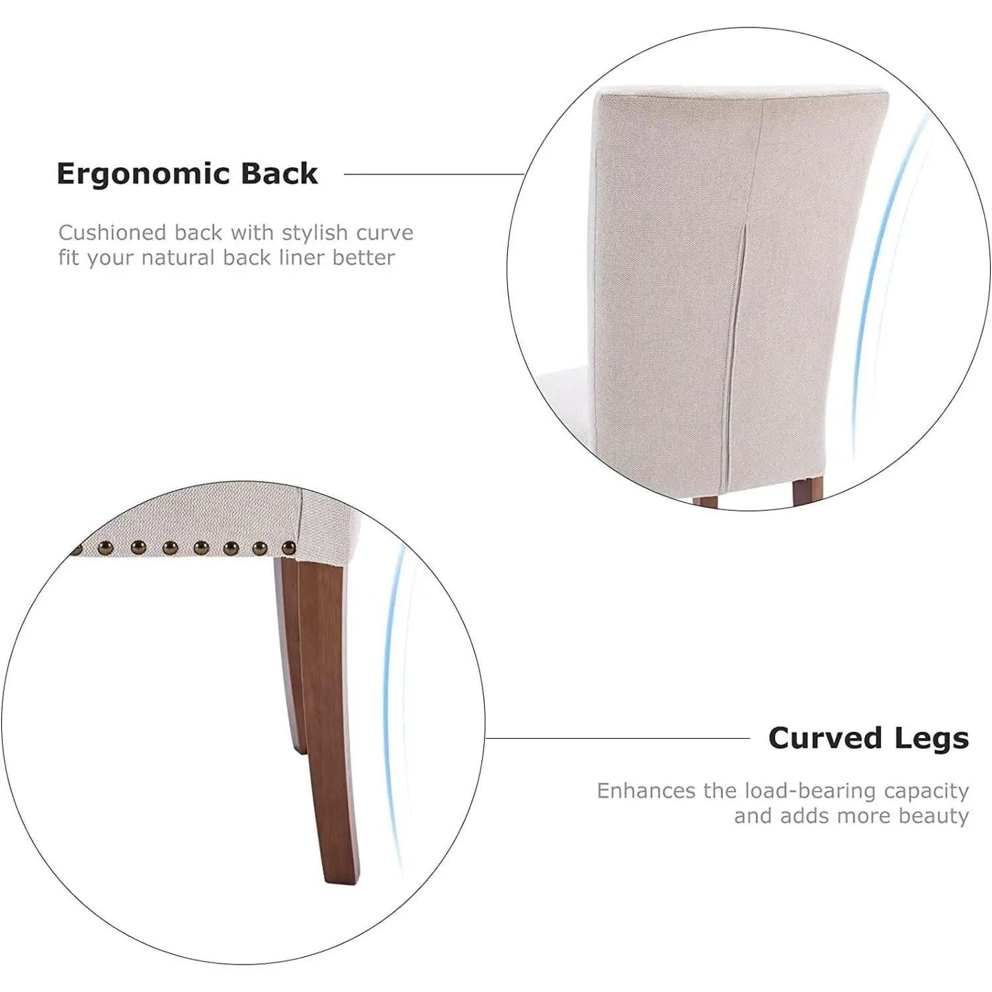 Beige Upholstered Parsons Chair With Nailhead Trim from PriceLows™