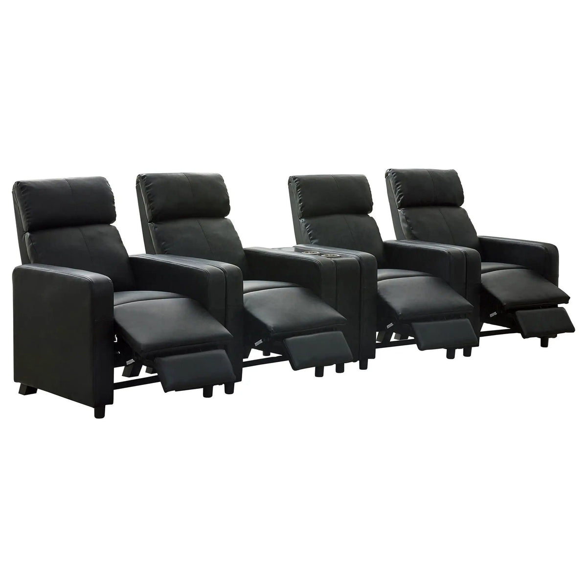 Toohey Upholstered Tufted Recliner Living Room Set Reclining Chair & Console | 127 x 39.75 x 41.25 in | Stainless Steel | Black