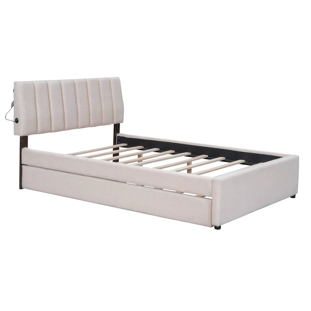 Upholstered Platform Bed | Trundle Included | Comfortable Design | 76 Inch Length
