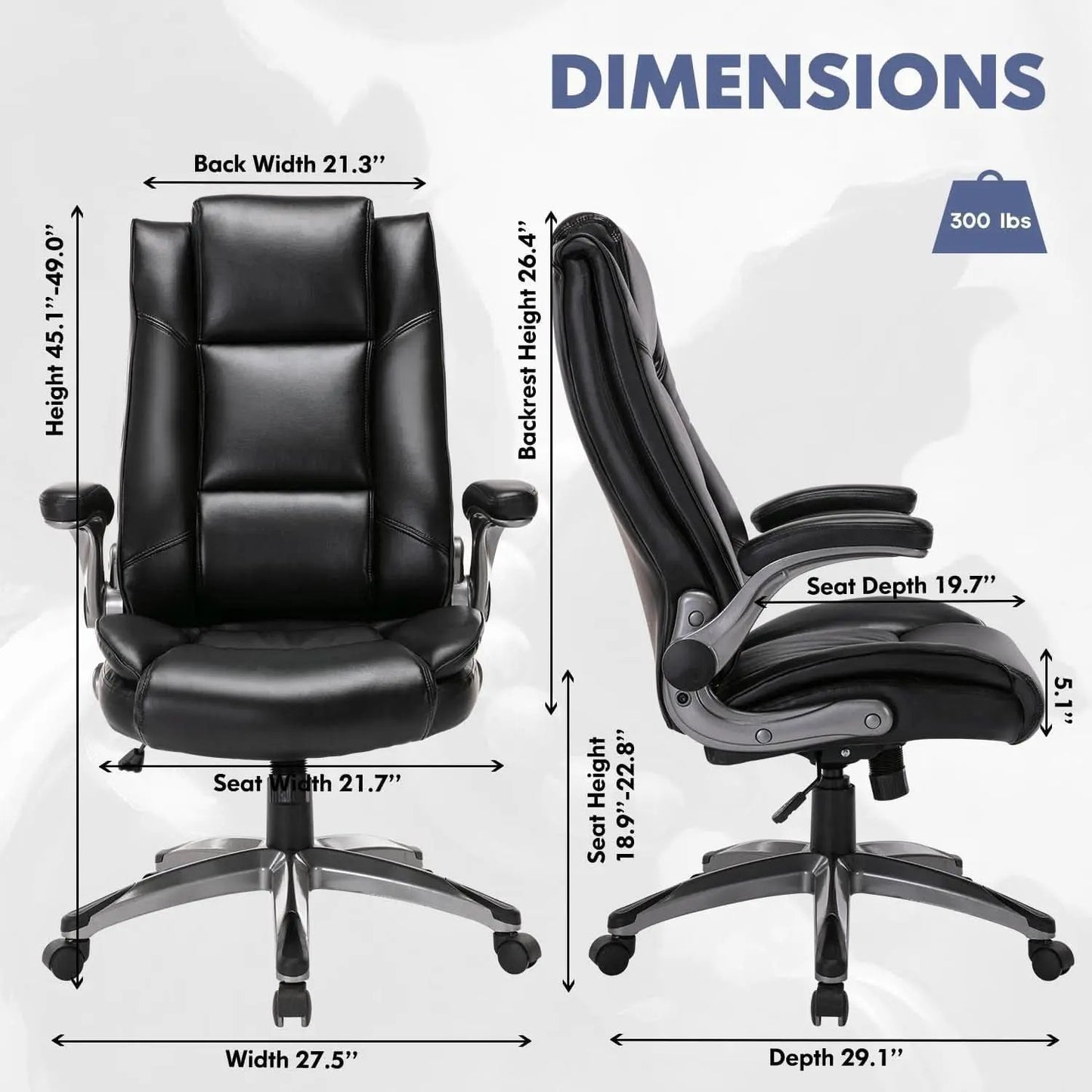 Bonded Leather Executive Office Chair Black High Back from PriceLows™