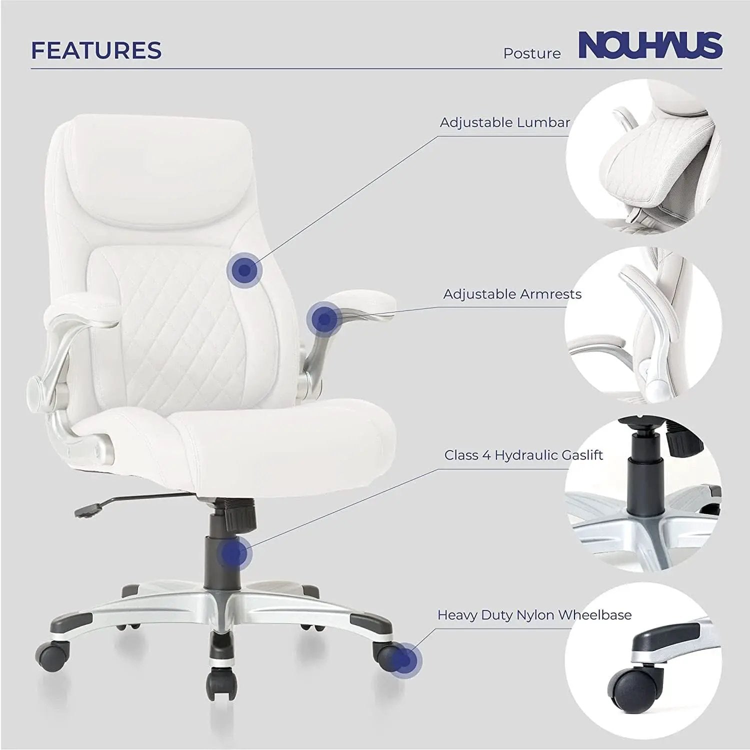 Nouhaus Ergonomic Office Chair With Lumbar Support And FlipAdjust Armrests from PriceLows™