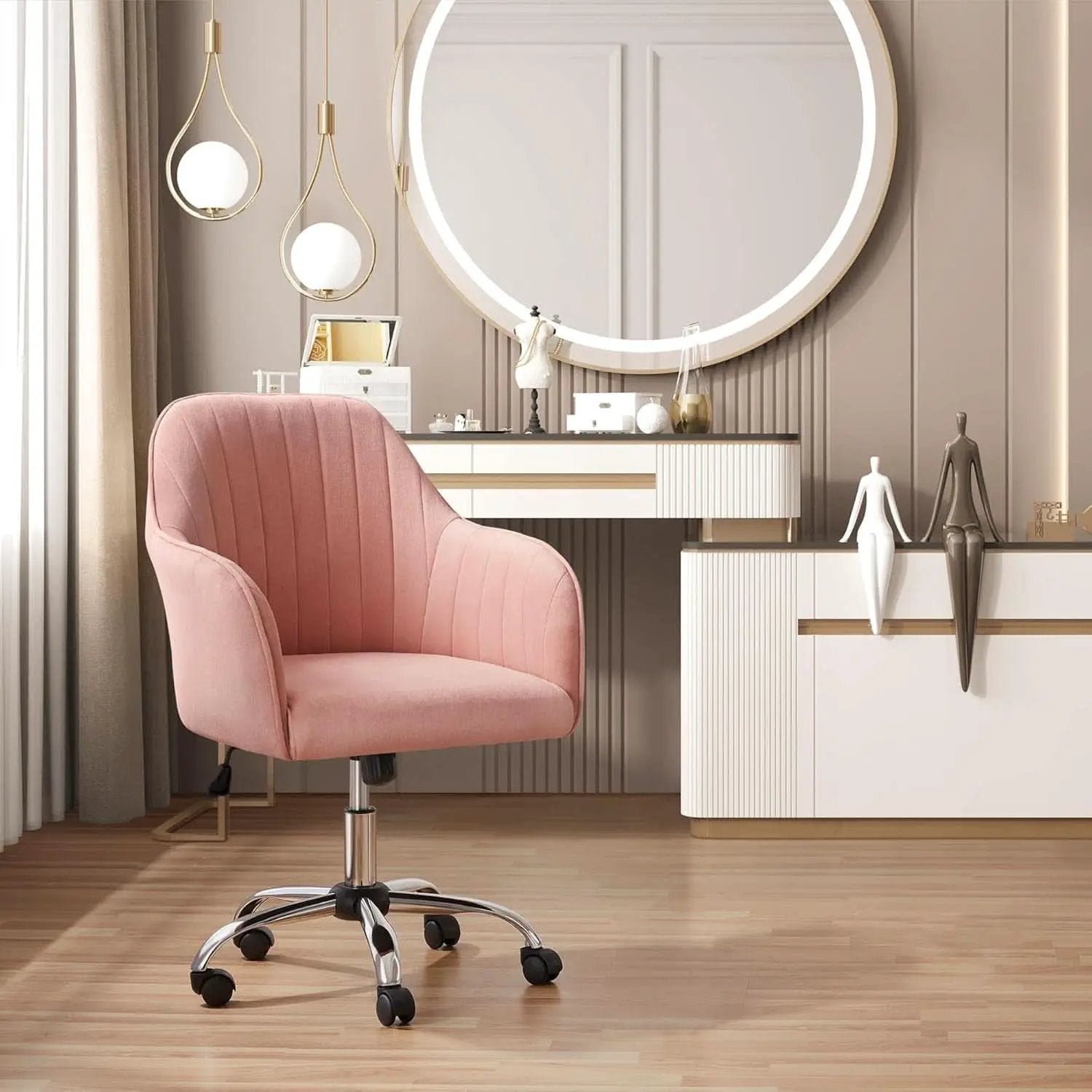 Pink Desk Chair With Adjustable Height For Home Office from PriceLows™