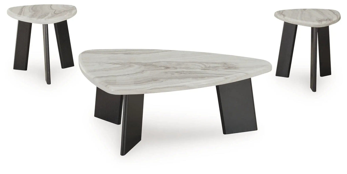 Lilyberg Occasional Table Set (Set of 3) | 51.25 x 29.5 x 19.13 in | Faux Marble & Mdf | Gray / Black