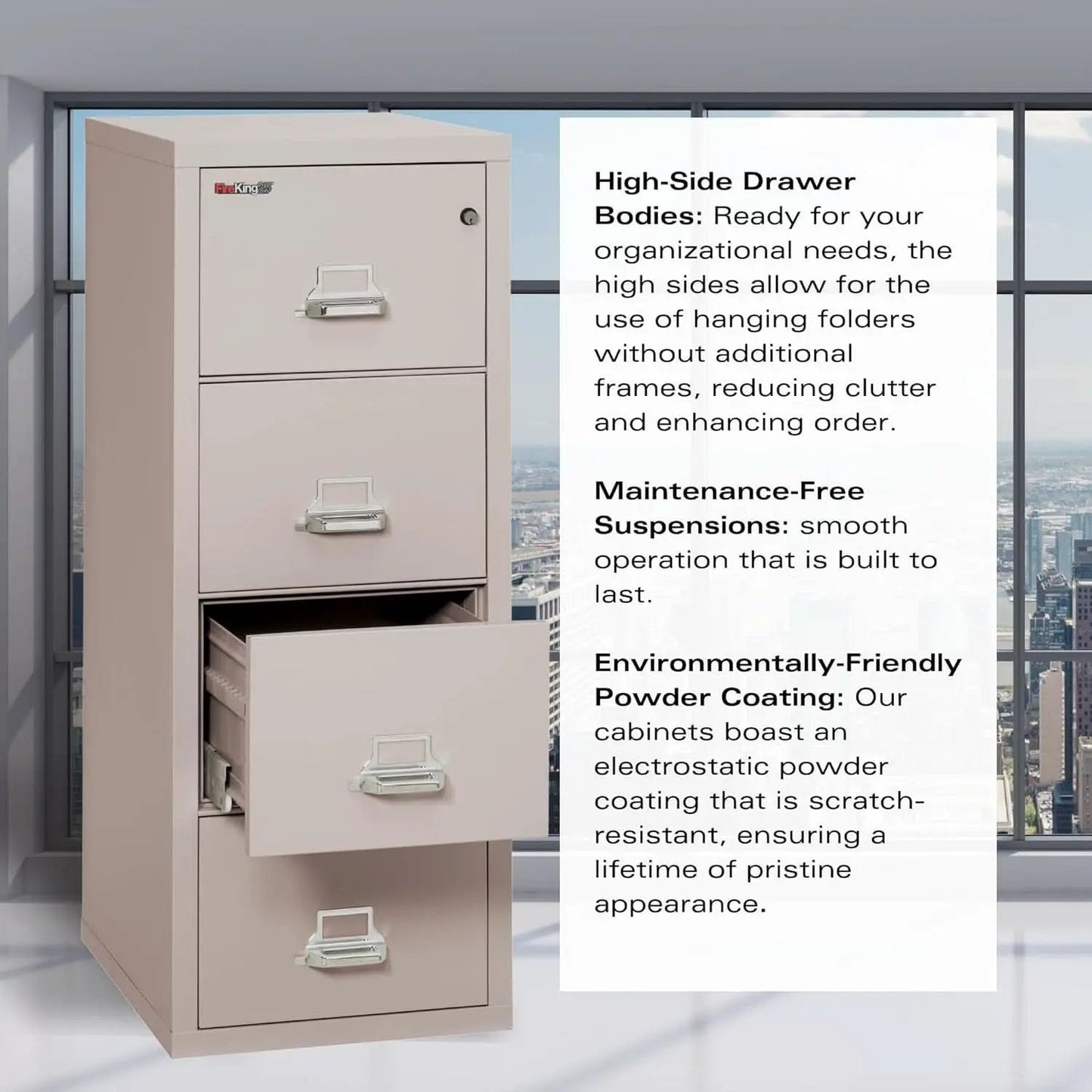 Vertical 4 Drawer Fire Safe File Cabinet 1 Hour Fire Rated from PriceLows™