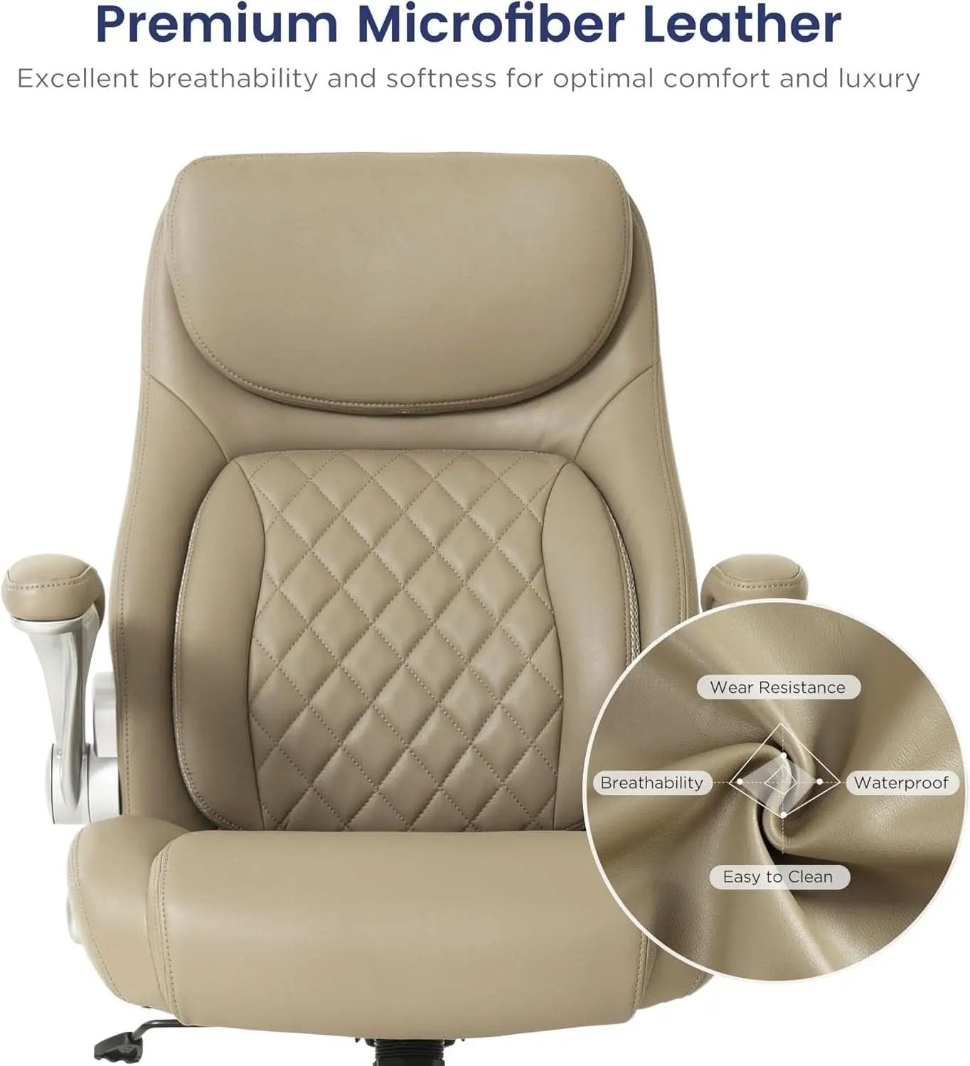 Ergonomic Office Chair Microfiber Leather With Adjustable Lumbar Support Taupe from PriceLows™