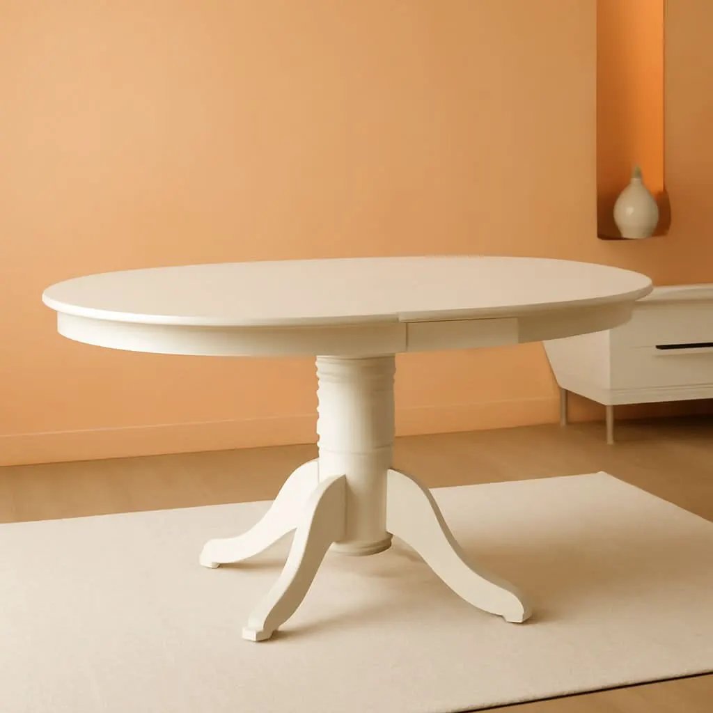 Avon Oval Dining Table 42x60 Linen White Butterfly Leaf from PriceLows™