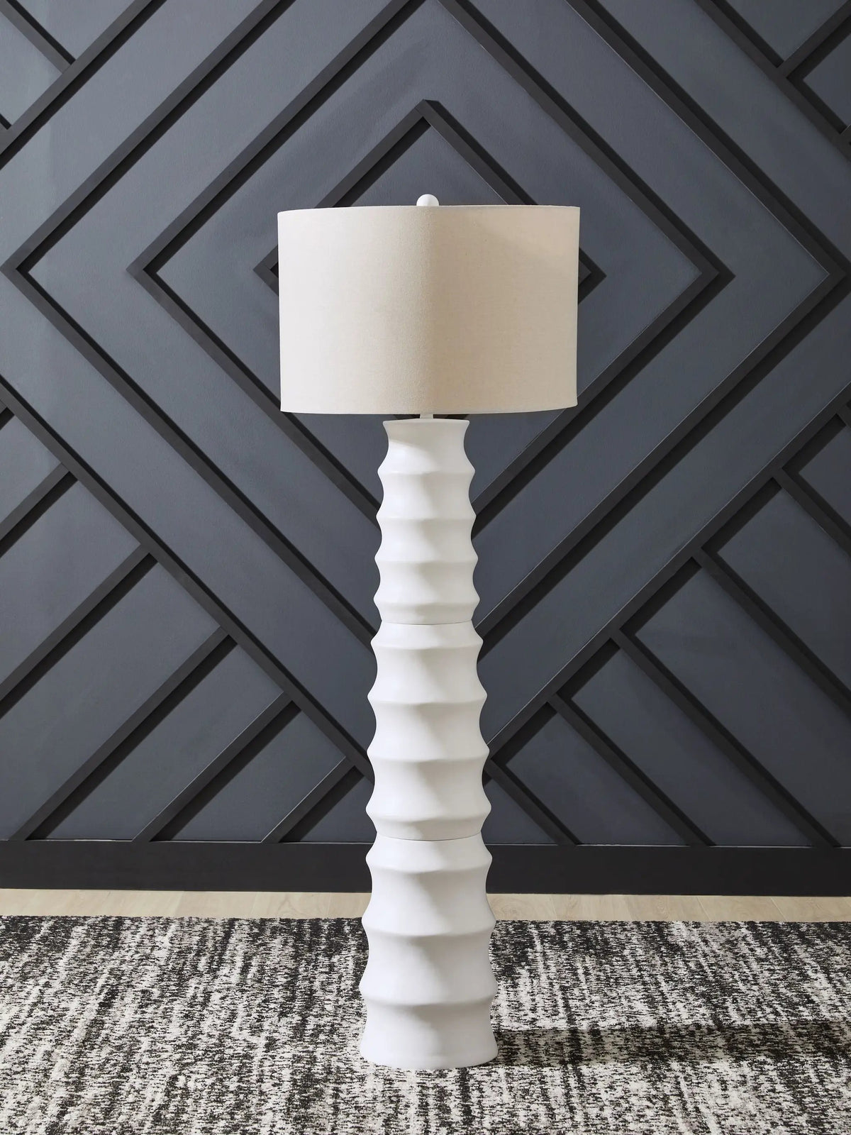 Veraleigh Poly Floor Lamp | 66 Inch Height | Scalloped Design | Fresh Finish