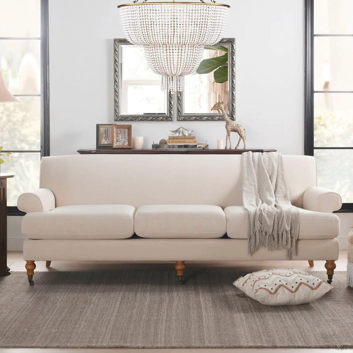 Alana Lawson Modern Three Cushion Tightback Sofa | 3 Pieces | Solid Wood & Plywood | Living Room