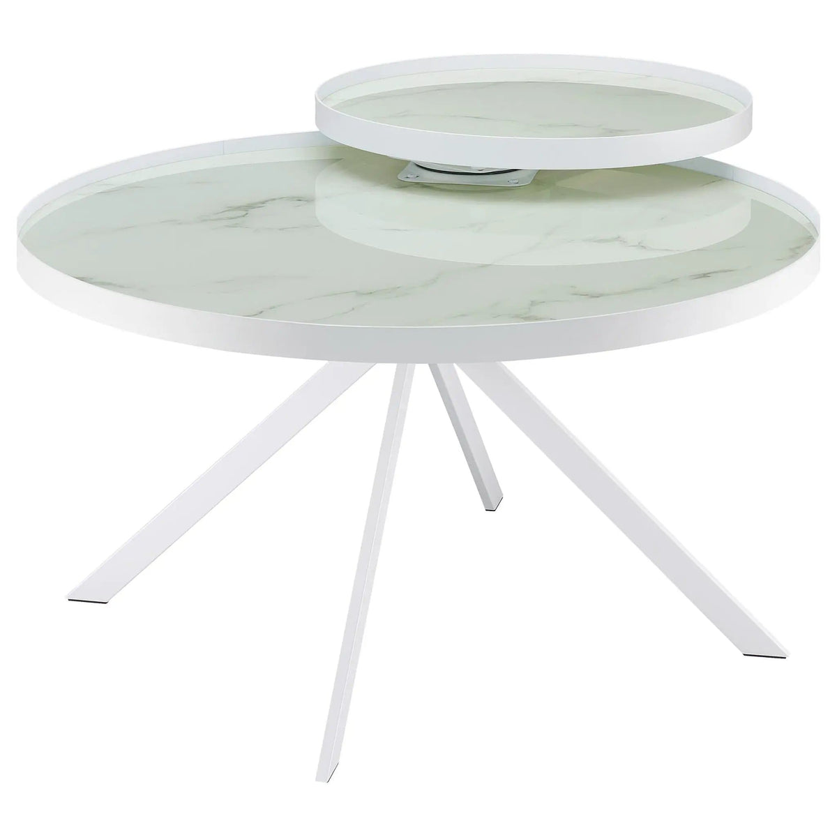 Briggs 2-piece Round Coffee and End Table Set | 2-Piece Set | Marble & Tempered Glass | White