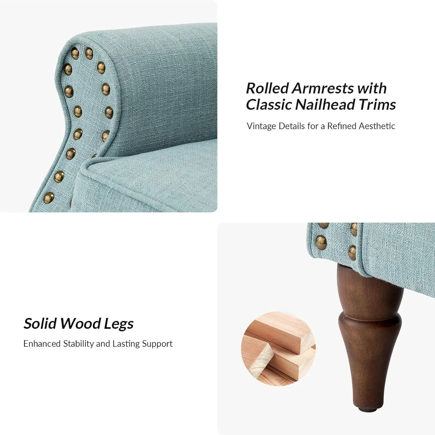Blue Wingback Accent Chair With Removable Cushions from PriceLows™