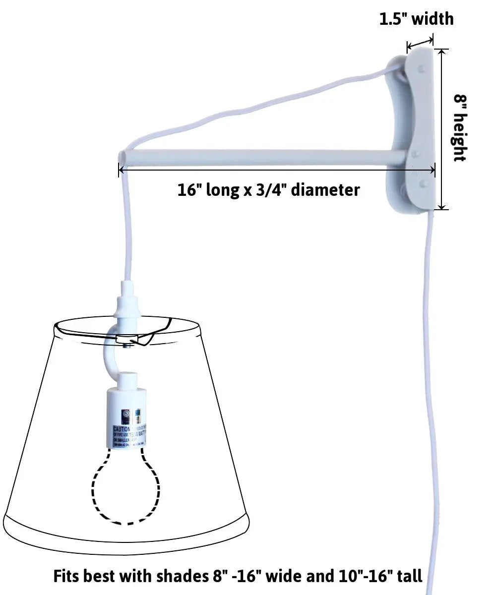 Wall Mount Pendant Light | Plug In Design | 1 Light | White