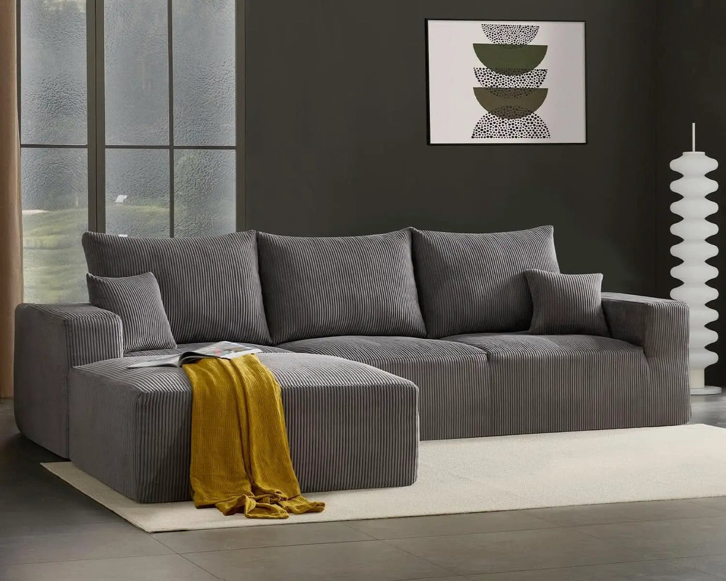 40 Inch Corduroy Square Ottoman Pouf Modular Memory Foam from PriceLows™