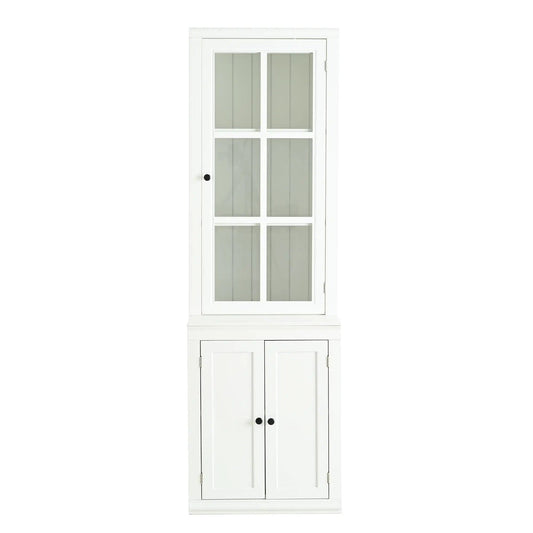 Retro Style Hutch Cabinet With Glass Door, China Cabinet For Home | 23.65 x 24.25 x 75.25 in | Glass | Home