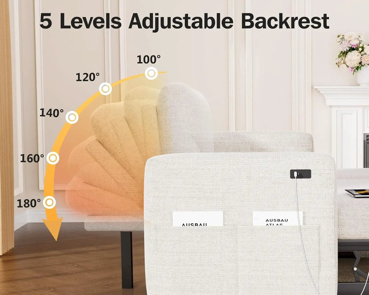 105Inch UShaped SectionalSofa With Pullout Bed Beige from PriceLows™
