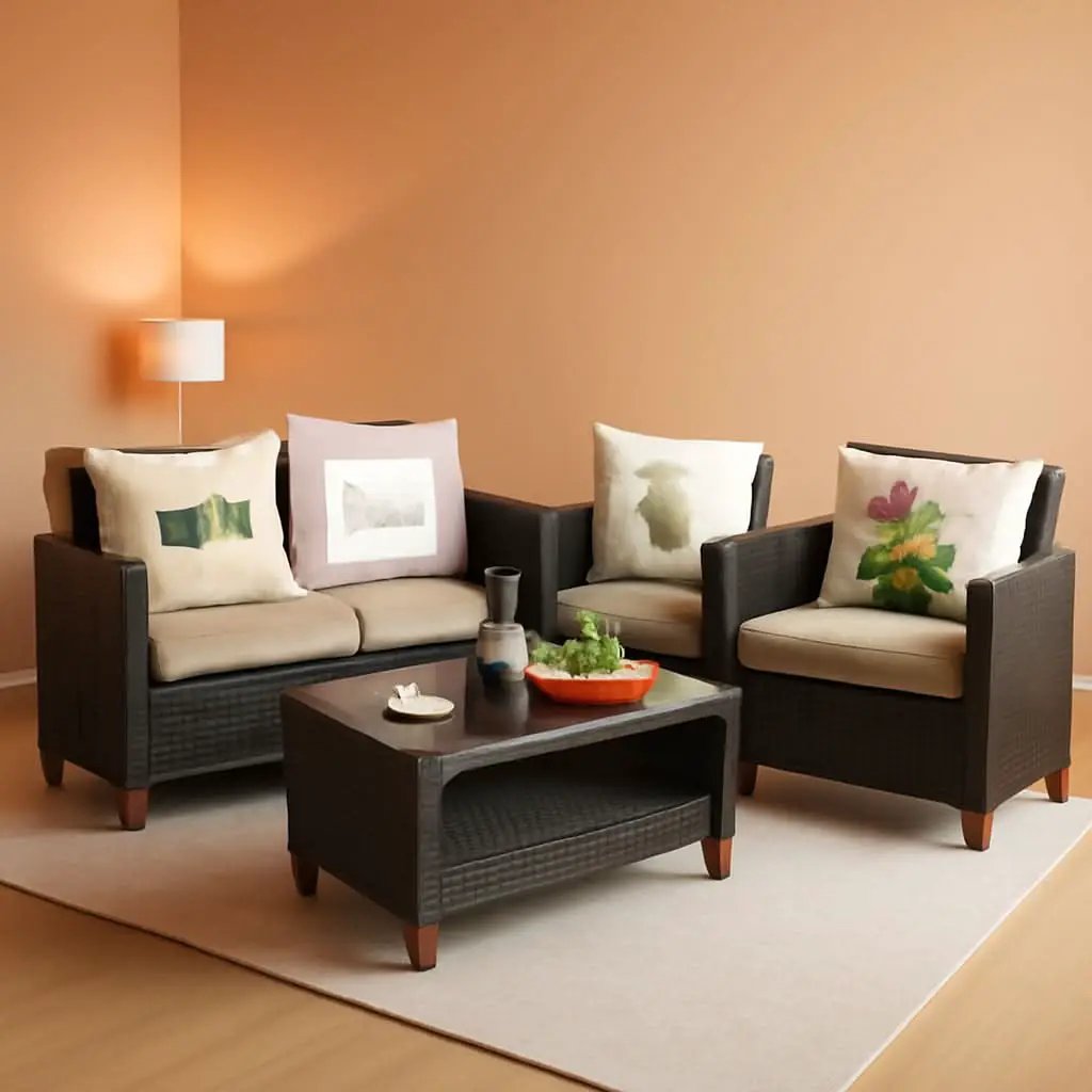 Patio Rattan Furniture Set 4 Piece Beige For Outdoor Use from PriceLows™