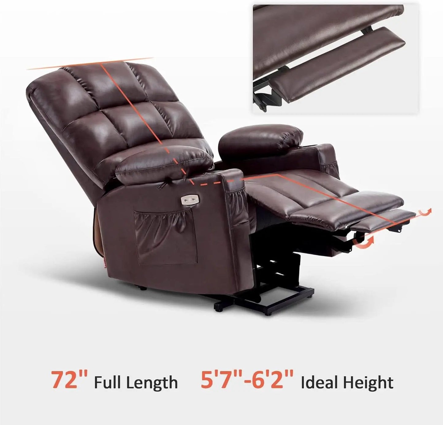 Dark Brown Lift Recliner With Massage For Elderly People from PriceLows™