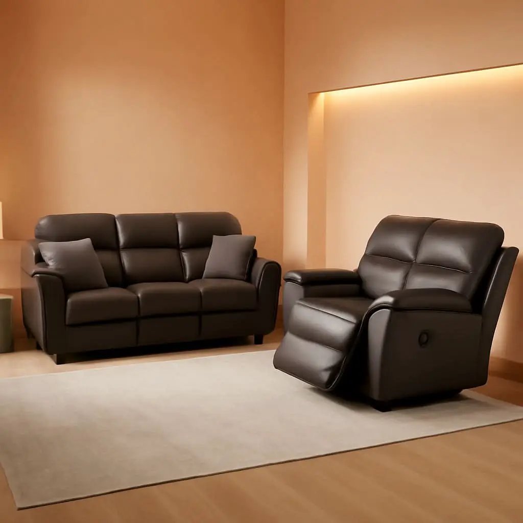 Lerona Dark Gray Faux Leather 2 Piece Recliner Sofa Set from PriceLows™