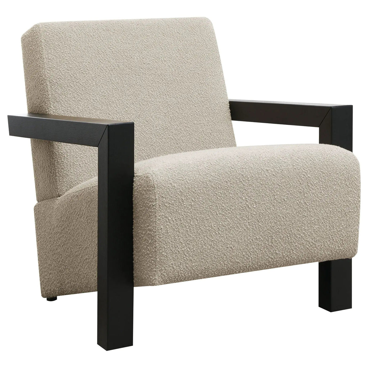 Fitzroy Boucle Upholstered Accent Arm Chair Latte | 29.75 x 35.75 x 29.75 in | Boucle & Wood | Living Room