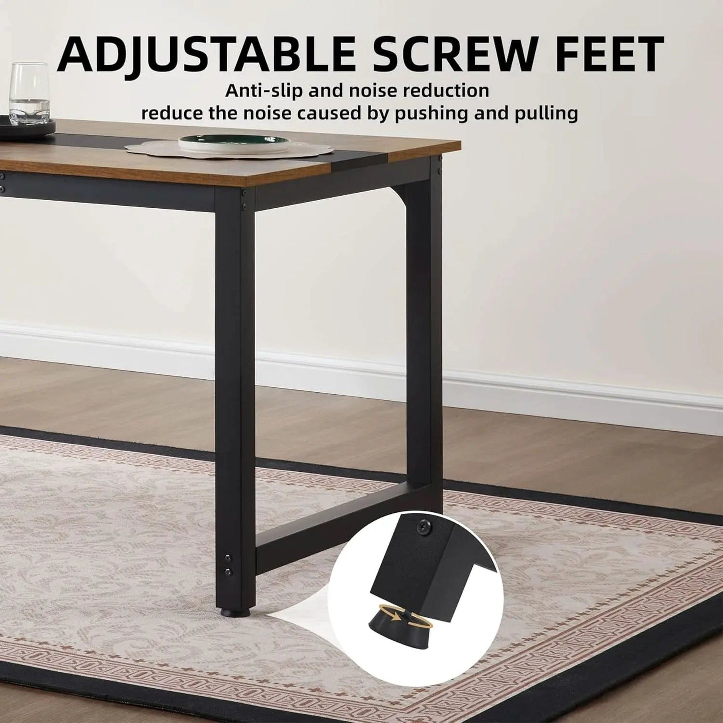 Large Computer Desk 59.8 Inches Wooden Surface Rustic Black from PriceLows™