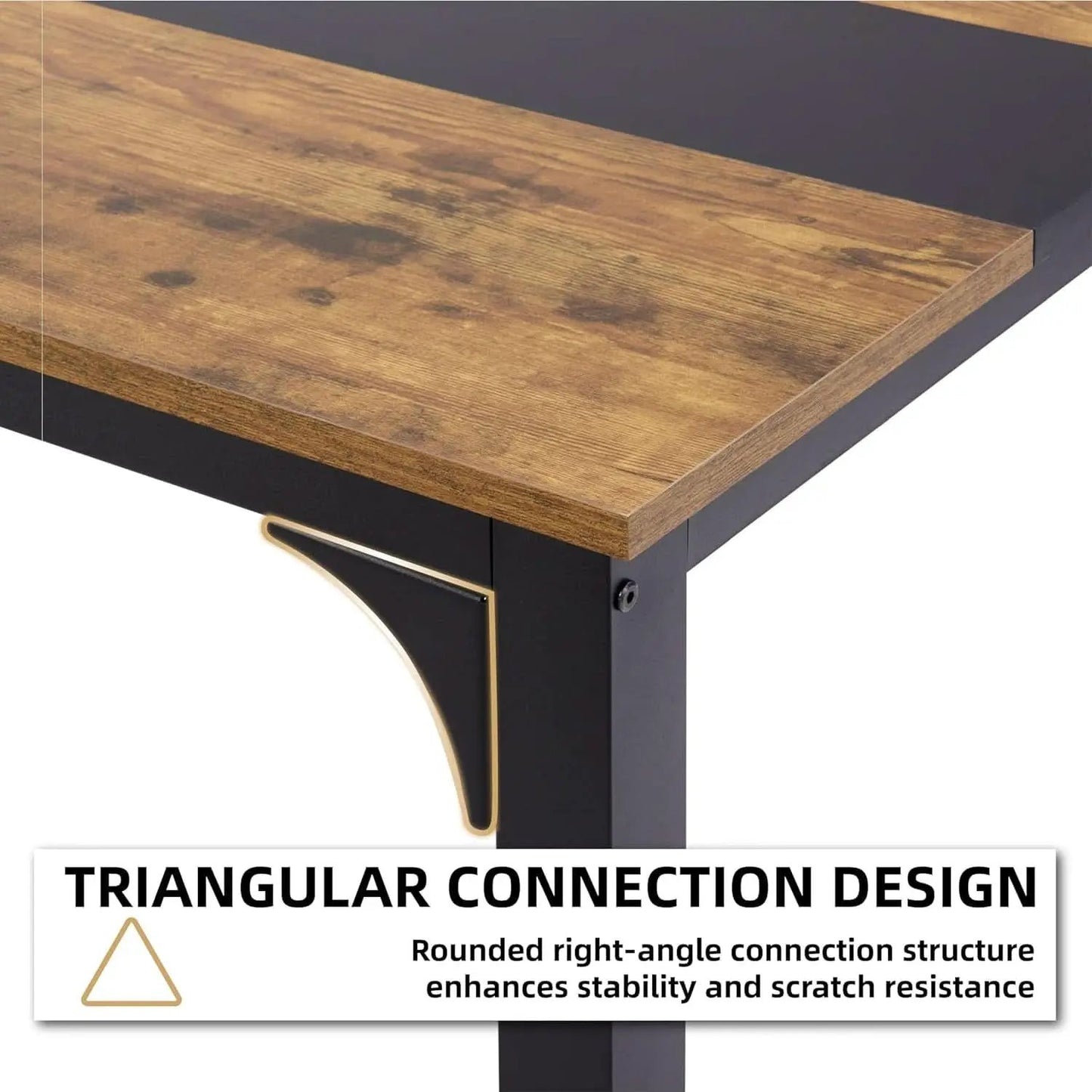 Large Computer Desk 59.8 Inches Wooden Surface Rustic Black from PriceLows™