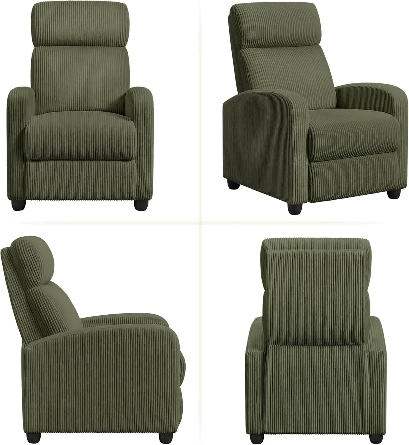Dark Green Corduroy Adjustable Recliner Chair For Living Room from PriceLows™