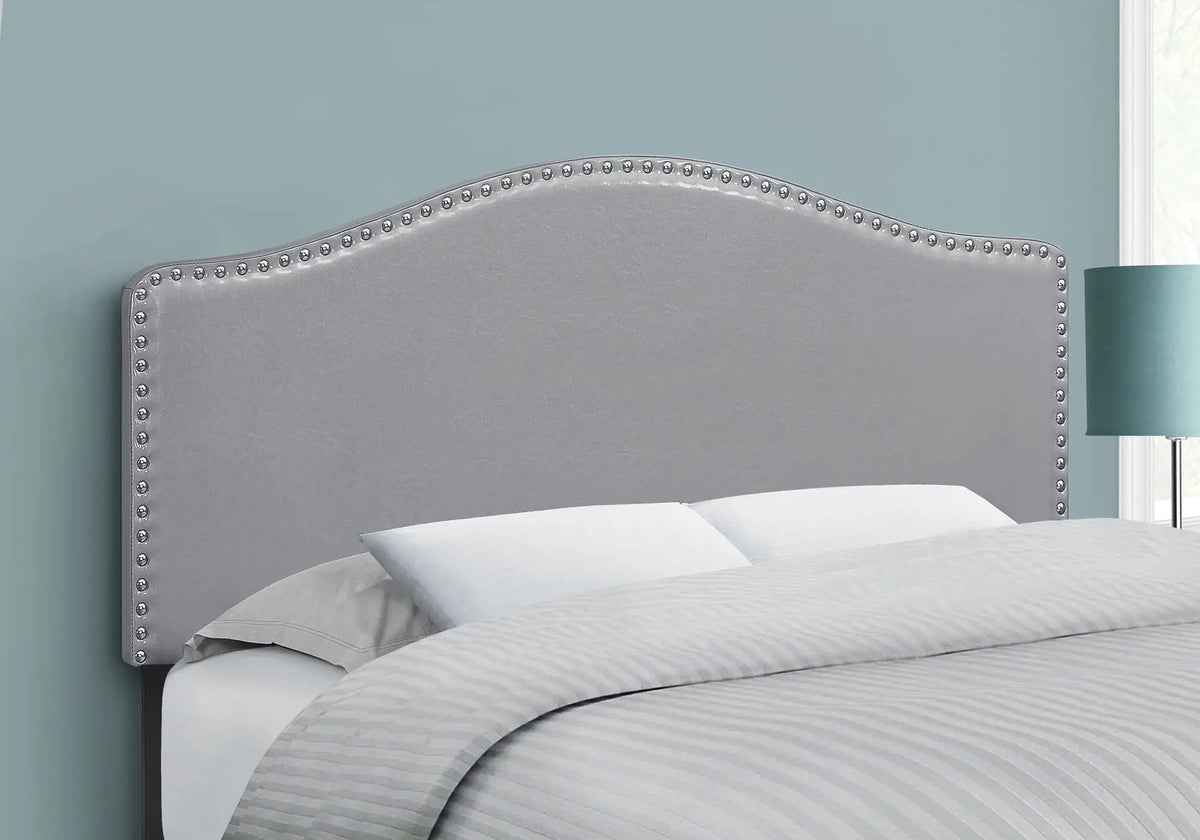 Full Size Upholstered Headboard | Gray | Arched Top Design | Wooden Frame
