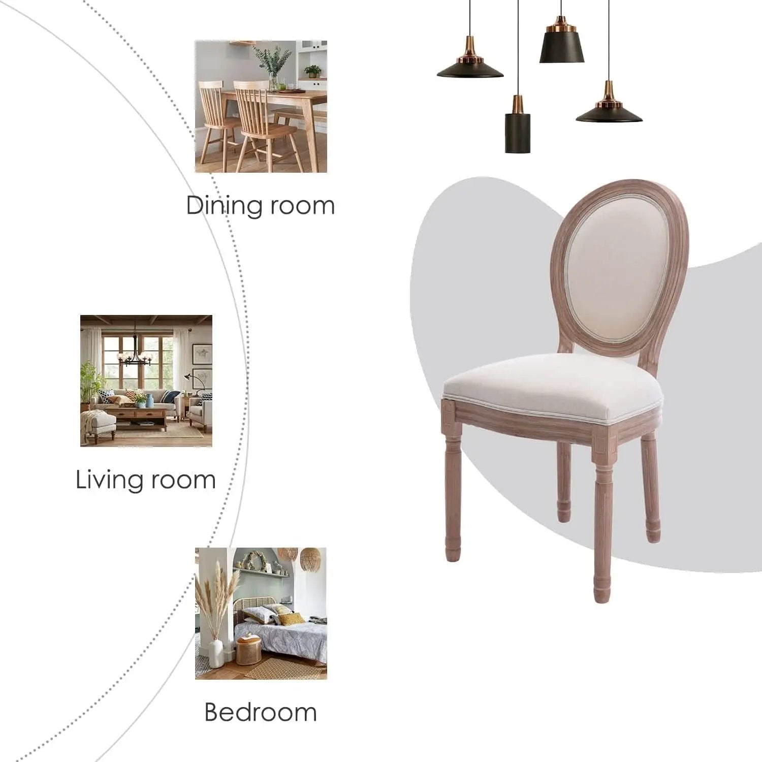 French Country Dining Chairs Beige Upholstered Set Of 6 from PriceLows™