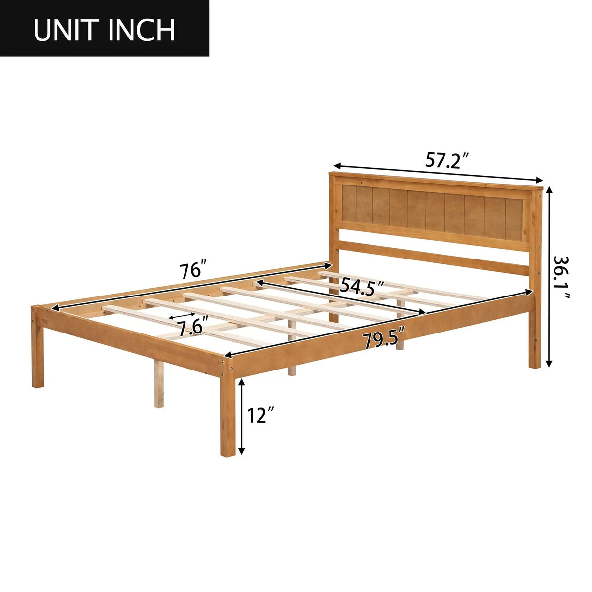 Platform Bed Frame With Headboard | Espresso Finish | Durable Pine Wood