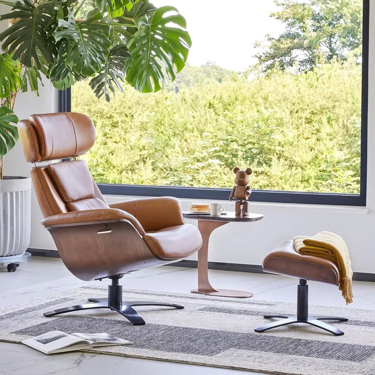 Saddle Leather Adjustable Headrest Reclining Chair from PriceLows™