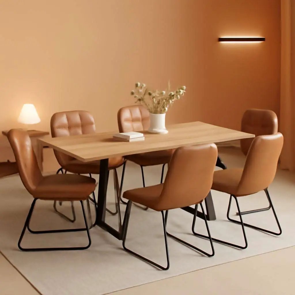 Expandable Oak Wood Dining Table Set For 6 To 8 Seats 51 To 67 Inches from PriceLows™